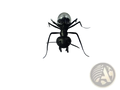 Black ant-shaped solar electronic robot toy for kids with a transparent spherical head measuring 93mm
