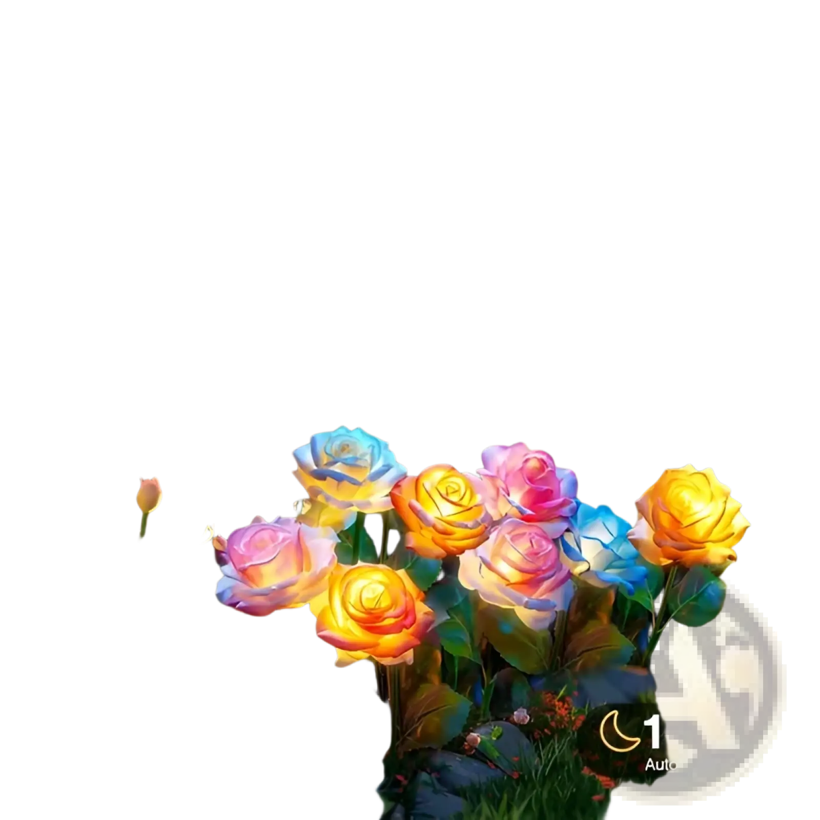 Solar garden lights 4 pack colorful led rose flowers with solar charging for outdoor garden decoration