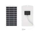 White rectangular solar panel charger with black photovoltaic cells and usb cable for portable outdoor power bank use