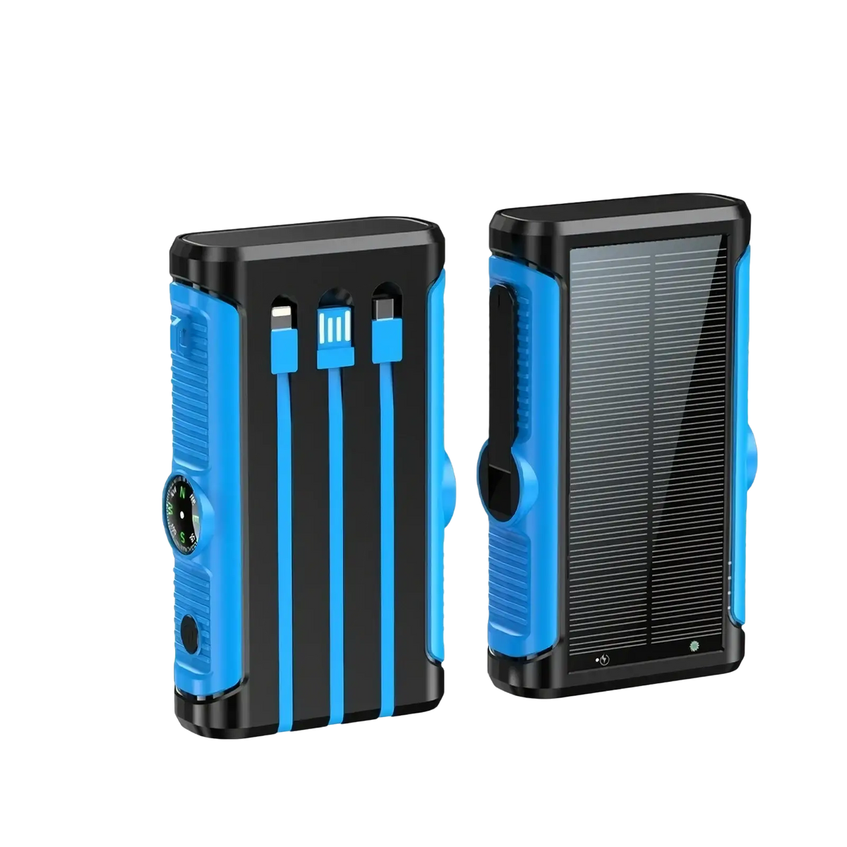 Blue and black solar power bank 20000mah hand crank charger with multiple usb ports for portable charging