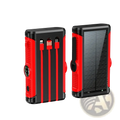 Red and black rugged solar-powered portable charger with multiple usb ports solar power bank 20000mah hand crank charger