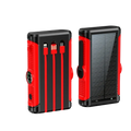 Red and black rugged solar-powered portable charger with multiple usb ports solar power bank 20000mah hand crank charger