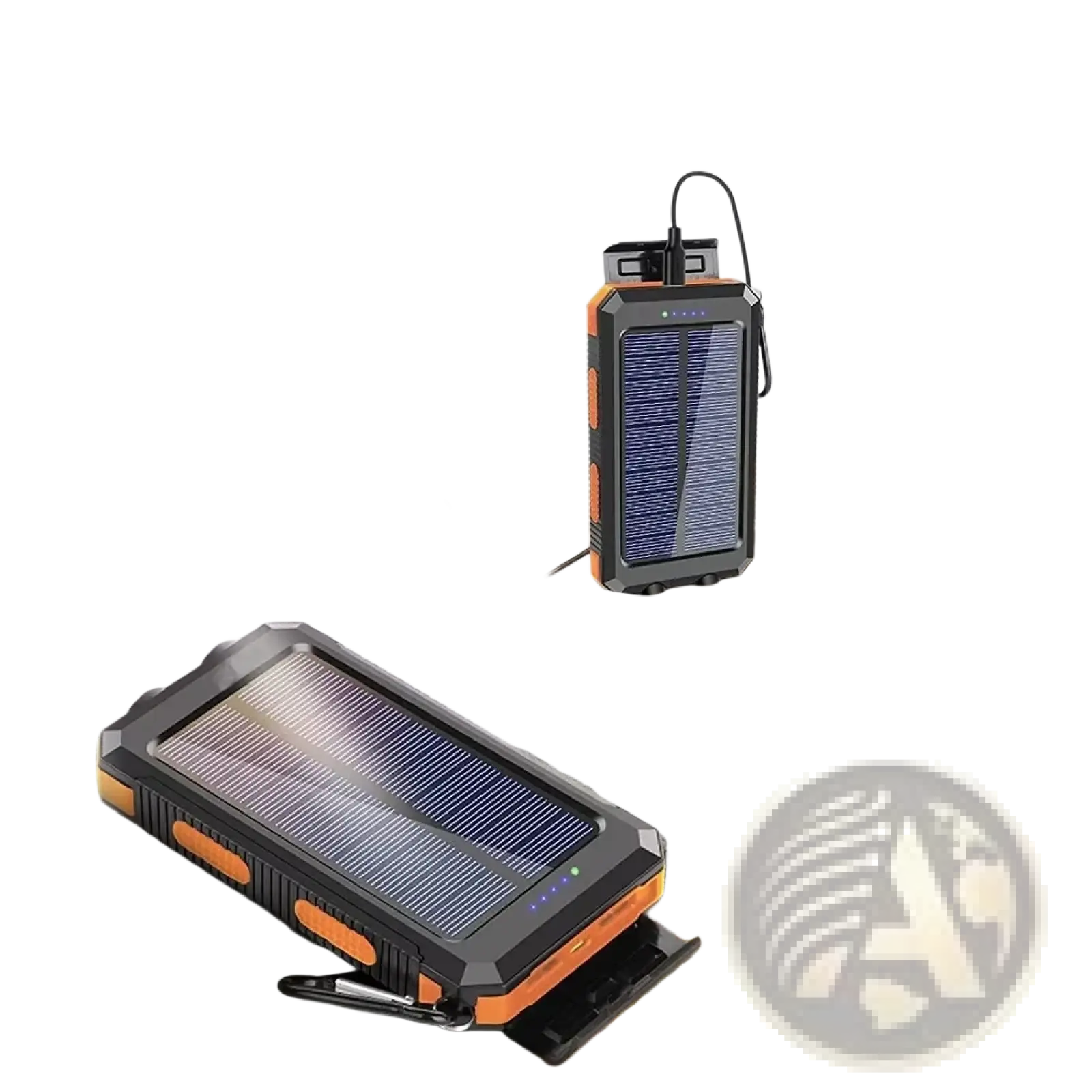 Orange and black rugged solar power bank 80000mah with built-in usb port for fast charging devices on the go