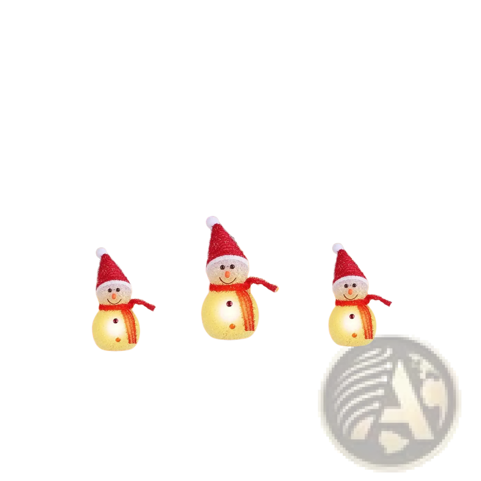 Solar snowman garden stake lights 3 pack with red glitter hats and scarves and glowing yellow bodies ip55 waterproof