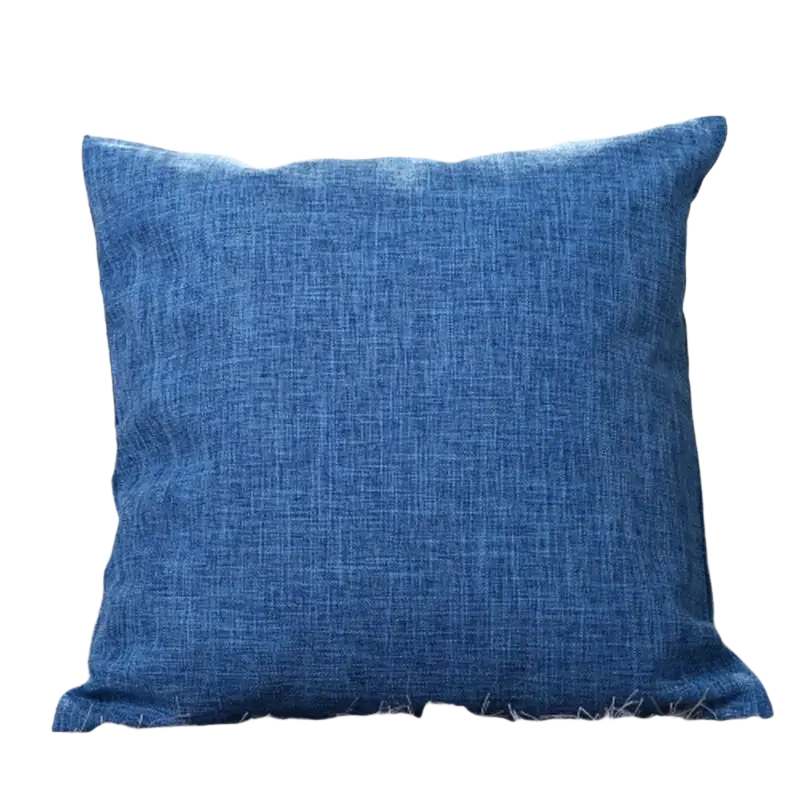 Blue denim-textured 45x45cm solid color cushion cover made of cotton linen for stylish home decor