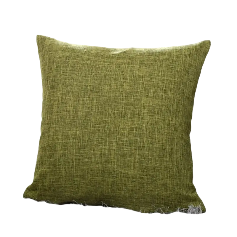 Olive green textured cotton linen cushion cover 45x45cm solid color for home decor use