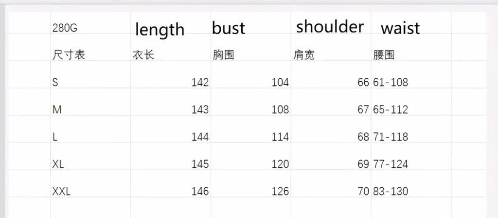 Size chart in centimeters for solid color short sleeve v neck wide leg jumpsuit 280g garment sizes s to xxl