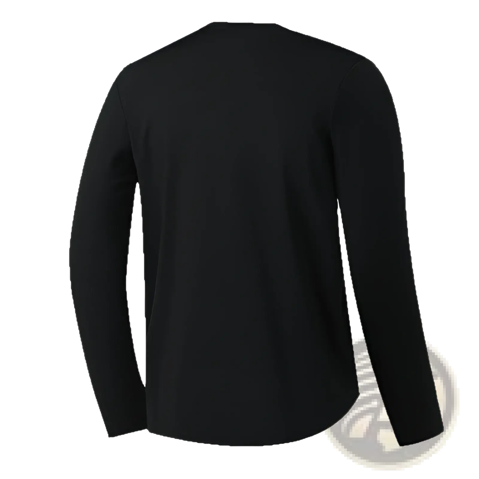 Black solid long sleeve crew neck t shirt with simple design made of comfortable fabric for casual wear