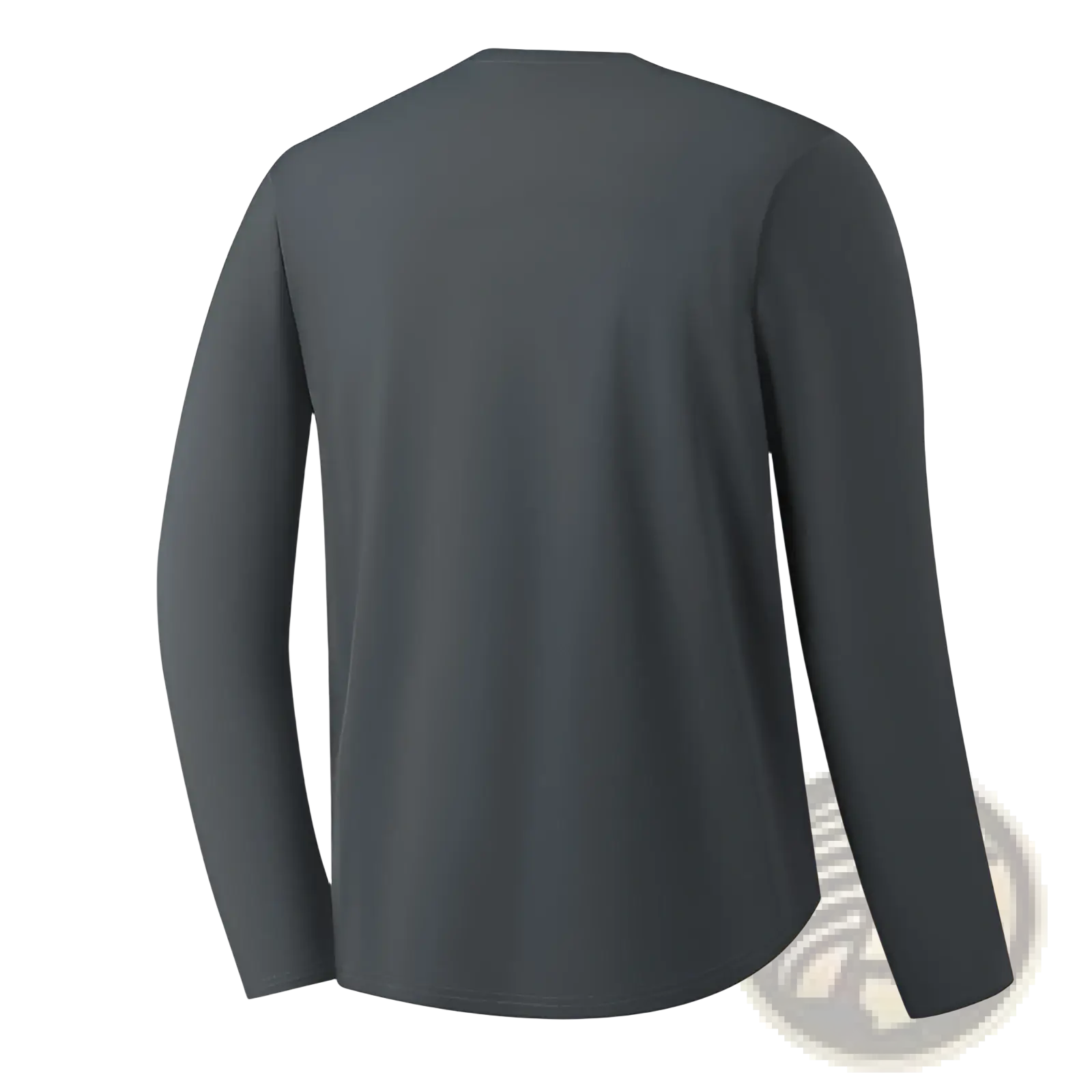 Dark gray solid long sleeve crew neck t shirt with minimalist design made for athletic use