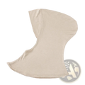 Beige stretchy fabric face mask with hooded design from solid underscarf hijab cap for comfortable coverage