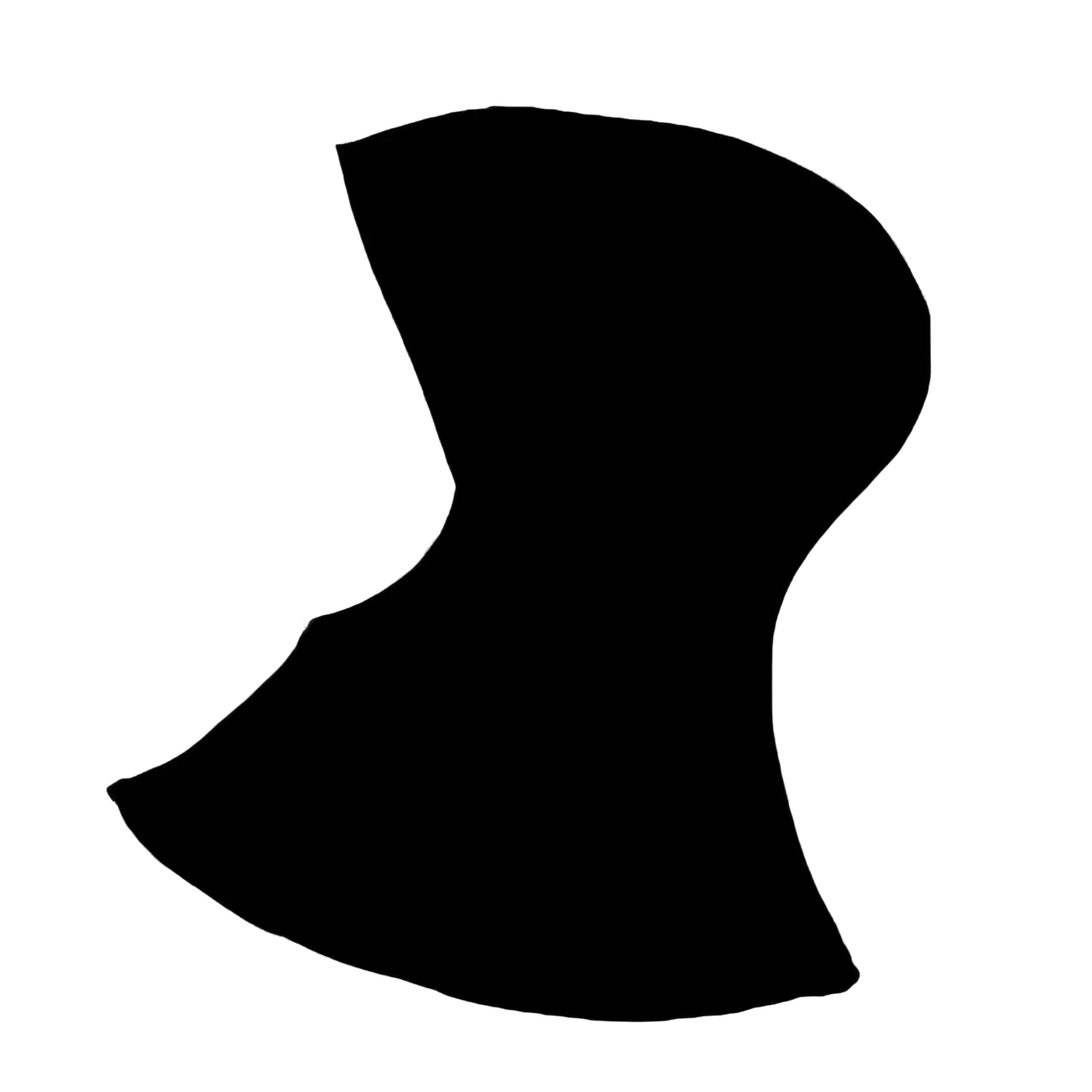 Black silhouette of a solid underscarf hijab cap with a stylized curved design for secure head coverage