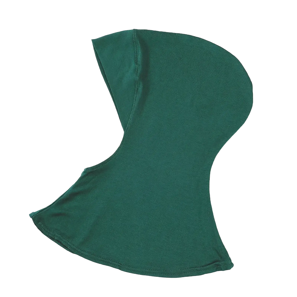 Dark green solid underscarf hijab cap with smooth seamless fabric face mask design for comfortable wear