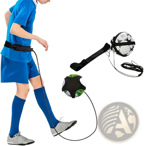 Solo soccer training belt ball control practice aid with black and green soccer ball and adjustable strap system