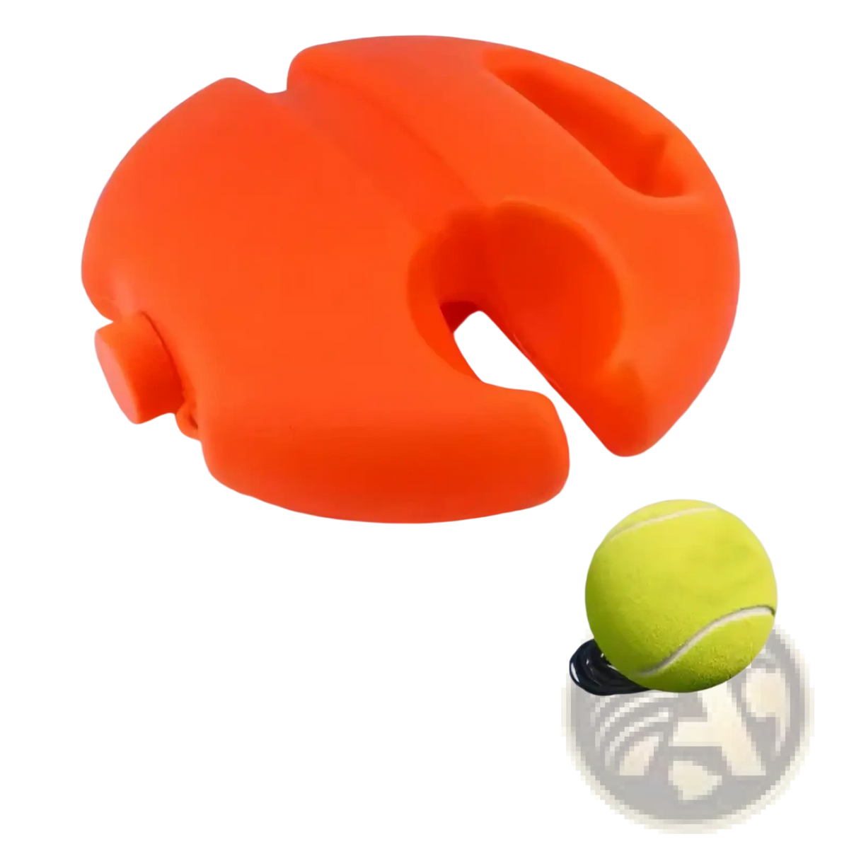 Bright orange silicone solo tennis trainer rebound ball with integrated string for solo practice and skill improvement
