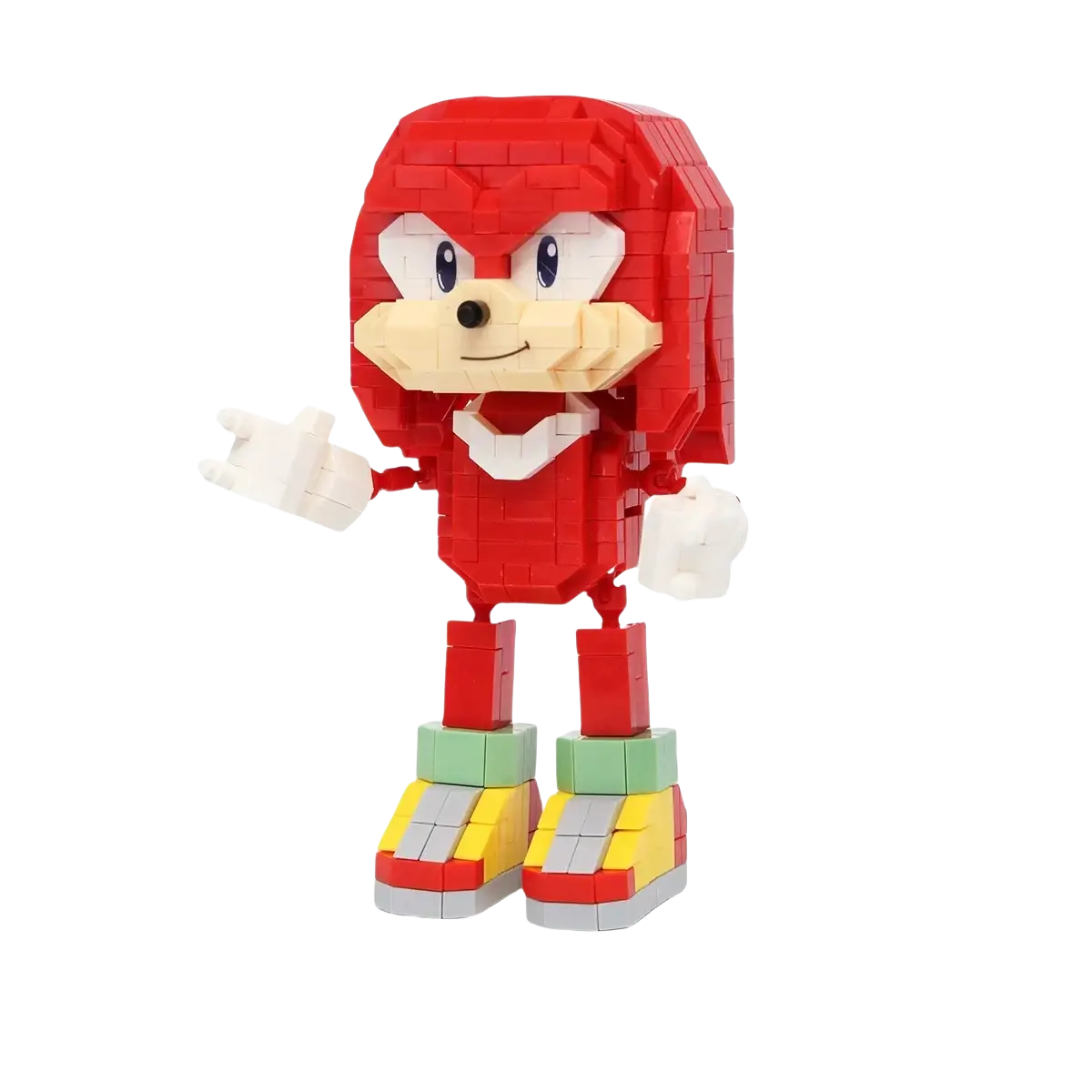 Red and beige knuckles the echidna building block figure made of interlocking plastic bricks from sonic set