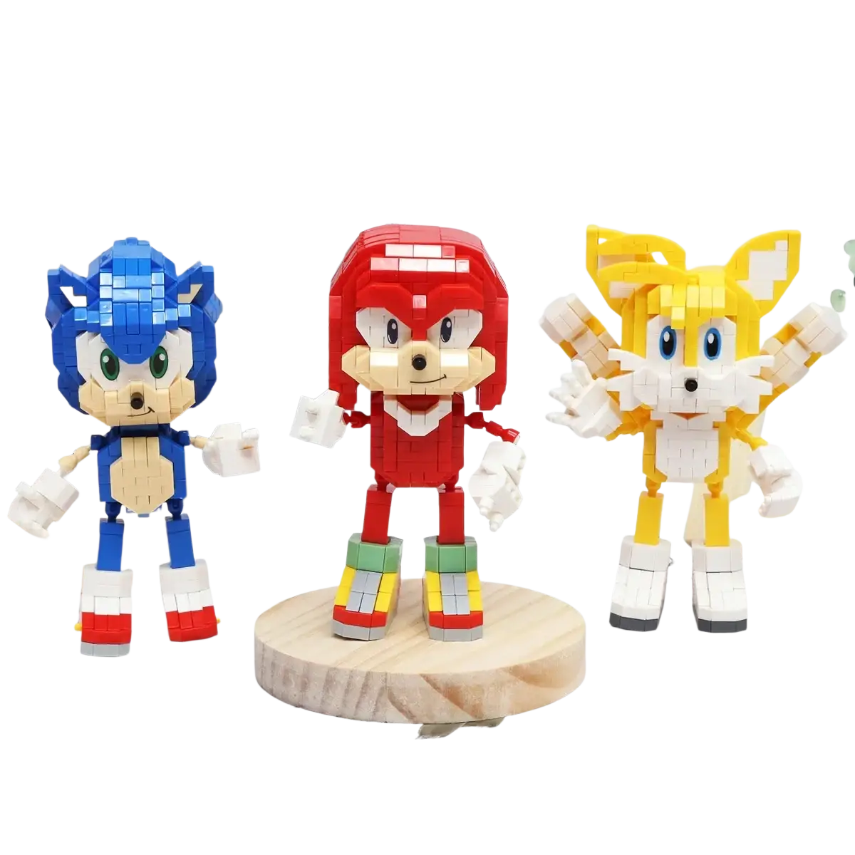 Red and white knuckles the echidna lego-style building block figure with colorful boots from the sonic set