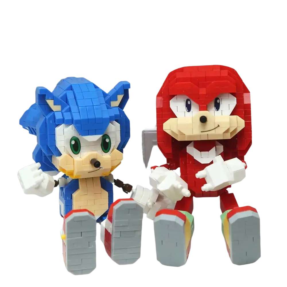 Sonic small building blocks pixel figure toy featuring blue and red lego sonic the hedgehog and knuckles characters