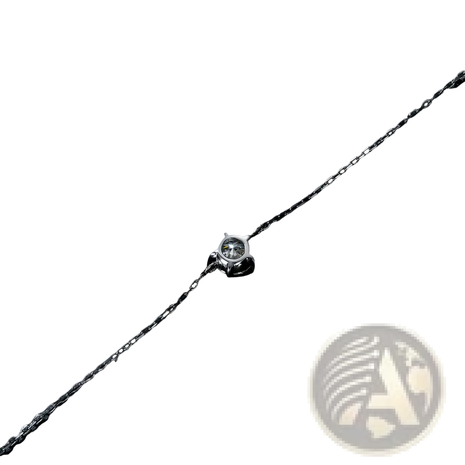Sparkling solitaire moissanite silver chain bracelet with a delicate silver chain and a central solitaire diamond bezel setting