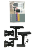 Black plastic sps-502 speaker wall mount brackets with adjustable metal arms and sturdy mounting kit