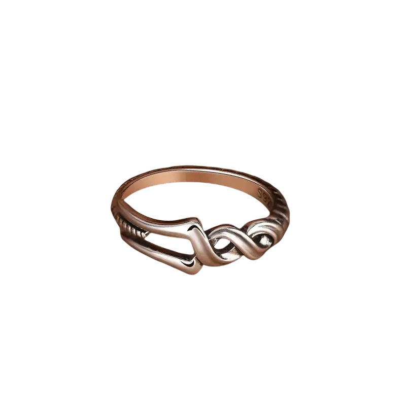 Spear of Longinus adjustable silver ring with intricate twisted knot design and s925 hallmark for sterling silver bank transfers