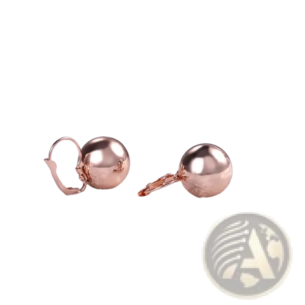 Rose gold spherical stud earrings with polished reflective finish and secure back clasps from spherical ball dangle earrings rose gold and silver collection