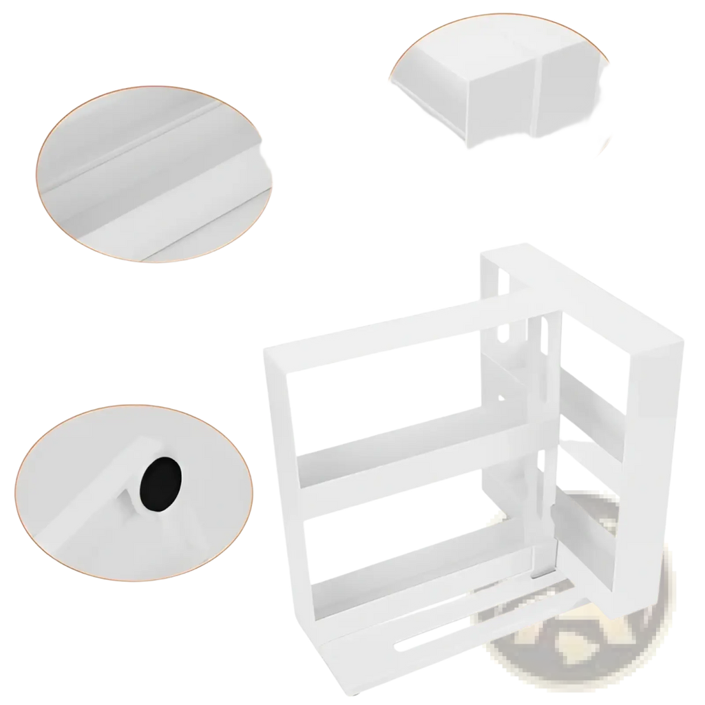 White durable abs plastic two tier spice rack swivel cabinet organizer with heightened edges and anti slip footpad