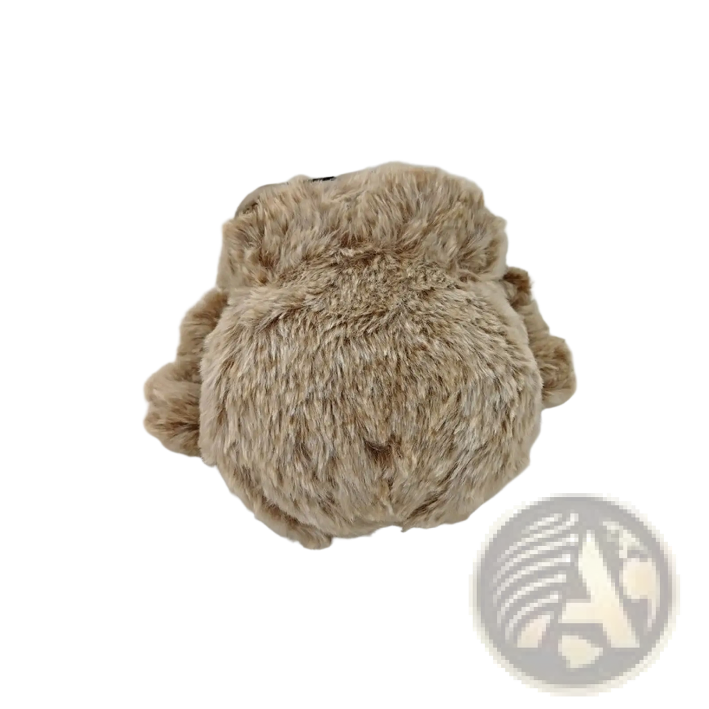 A plush fuzzy beige frog toy with soft textured fur and rounded limbs from the spider plush toy collection 20cm