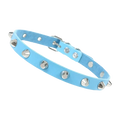 Light blue leather spike choker punk collar with silver spikes and buckle for party night party or gothic style