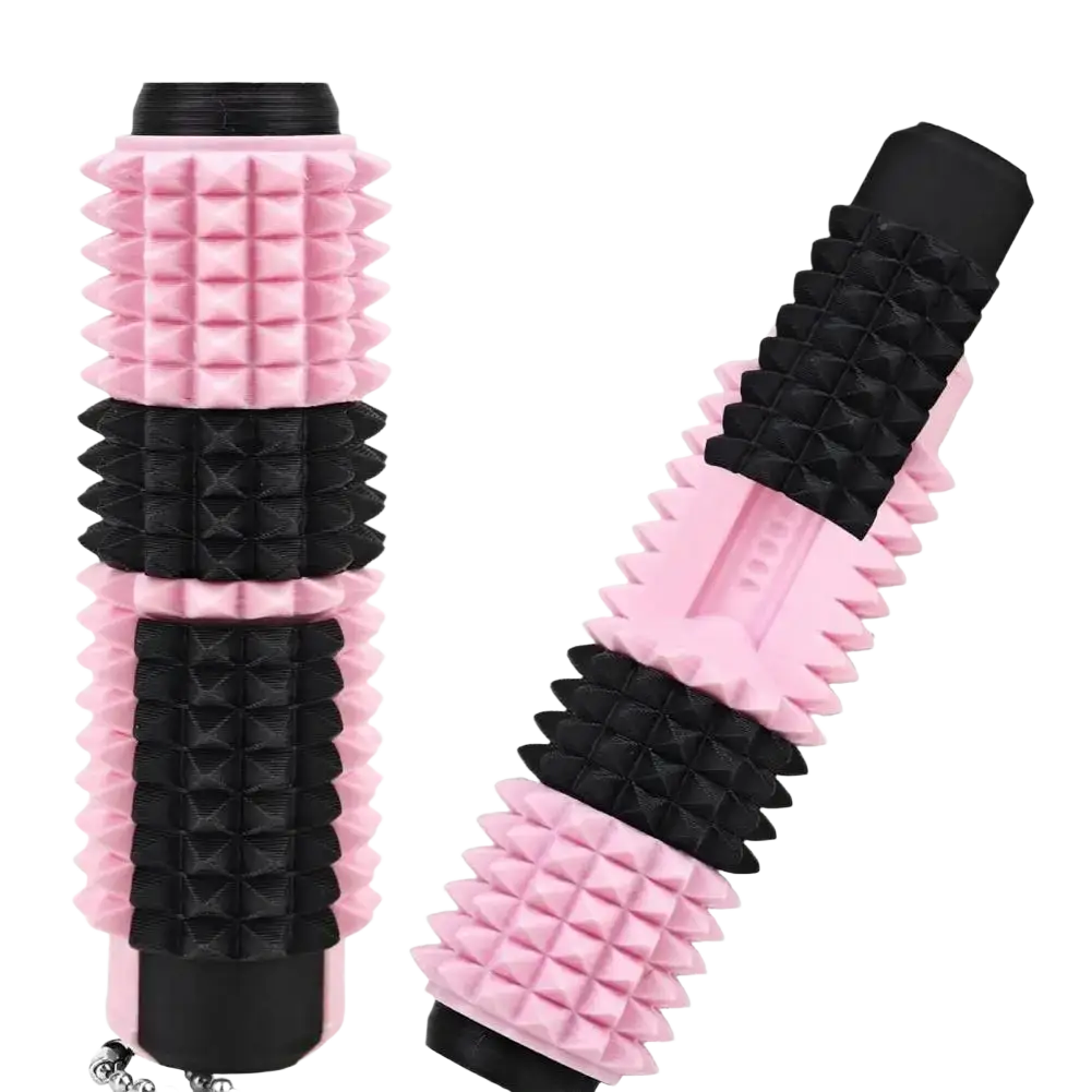 Pink and black spiked fidget roller made of foam for stress relief and sensory stimulation fidget toy