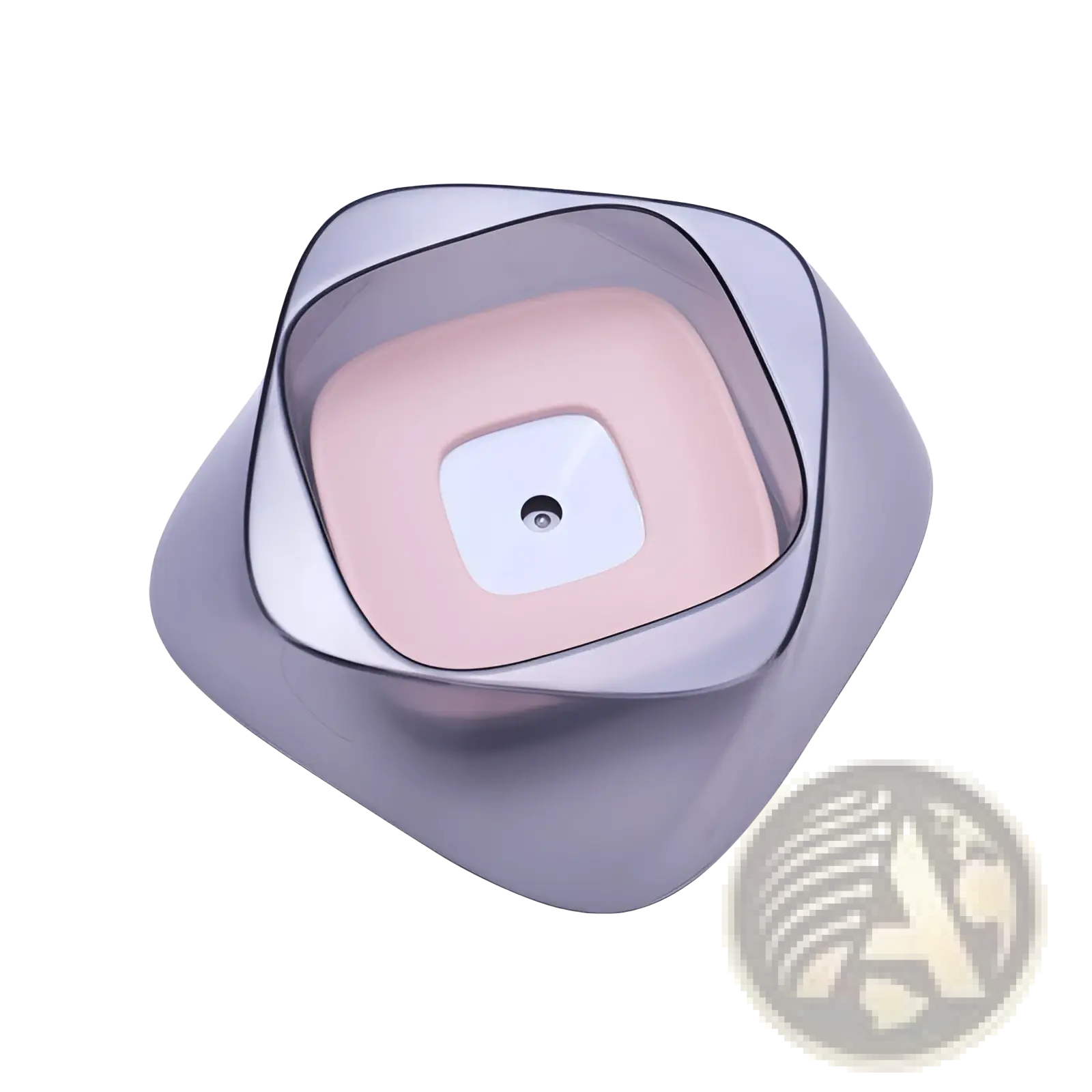 Modern layered glass no spill dog water bowl with sleek gradient finish and soft pink interior for splash free feeding