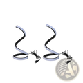 Two sleek usb-powered spiral led desk lamps in black and white with modern twisted design and 3 color dimming features
