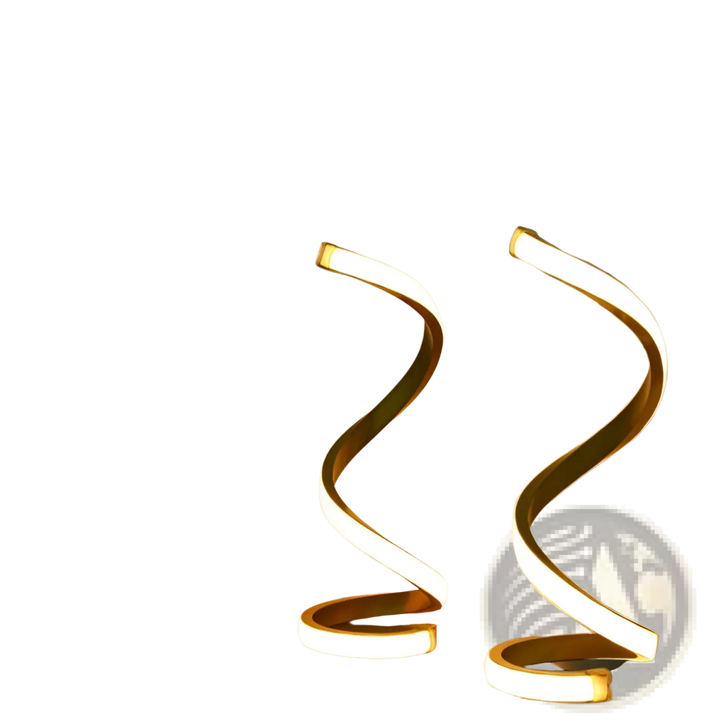 Two elegant gold-toned spiral led desk lamps with 3 color dimming emit warm ambient glow usb powered 2 pack