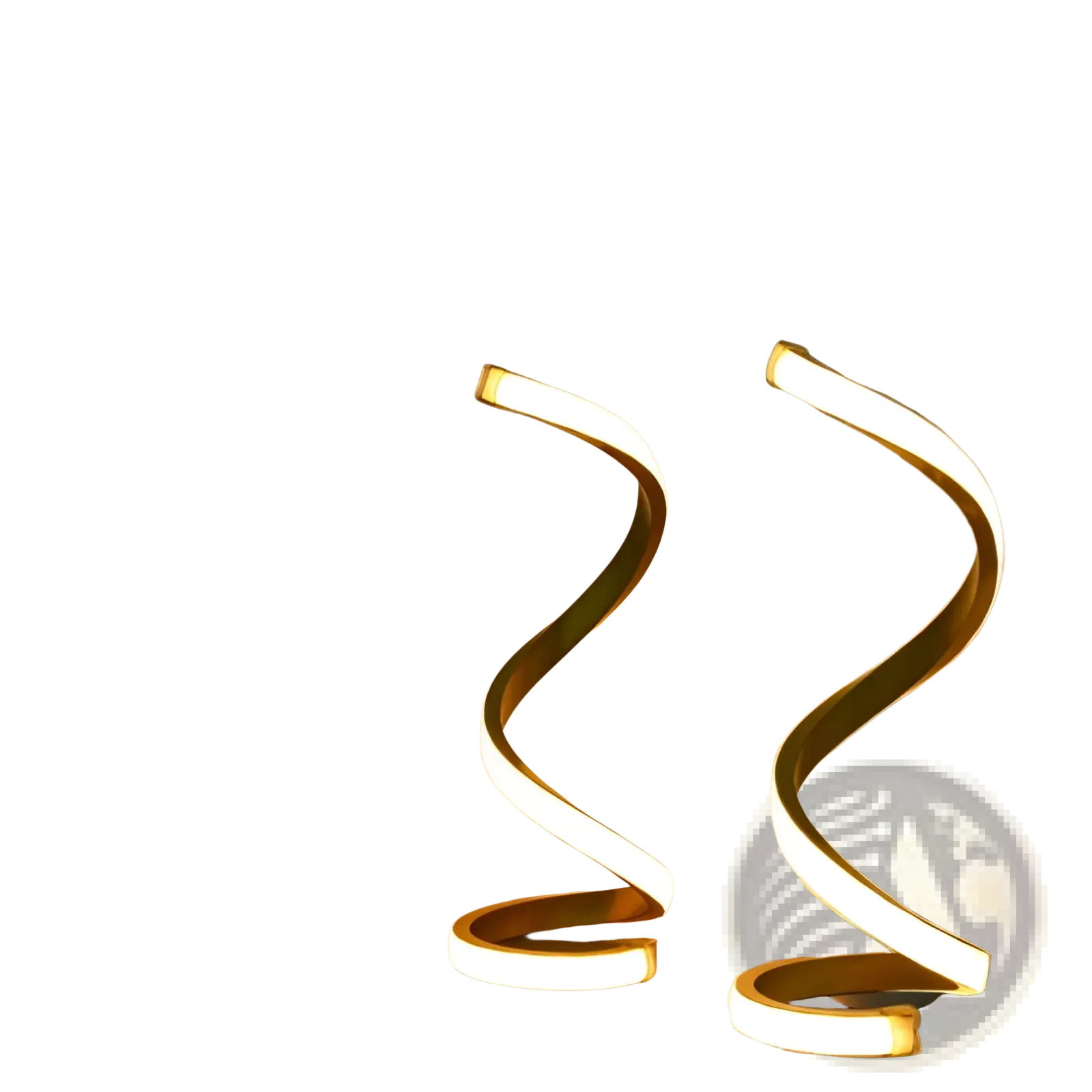 Two elegant gold-toned spiral led desk lamps with 3 color dimming emit warm ambient glow usb powered 2 pack