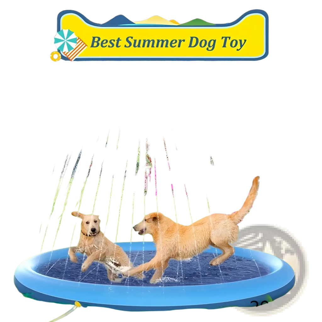 Blue inflatable non-slip circular dog sprinkler mat with water jets and 200cm diameter for outdoor splash play