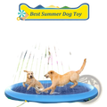 Blue inflatable non-slip circular dog sprinkler mat with water jets and 200cm diameter for outdoor splash play