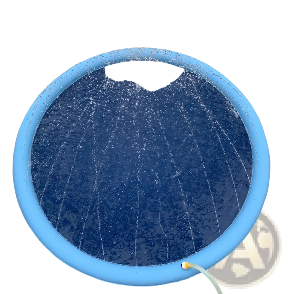 Blue inflatable non-slip kiddie pool with water jets for dogs splash pad sprinkler mat use