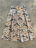 Spooky Doris vintage pleated Halloween skirt in cream cotton with black and orange spooky prints and pockets