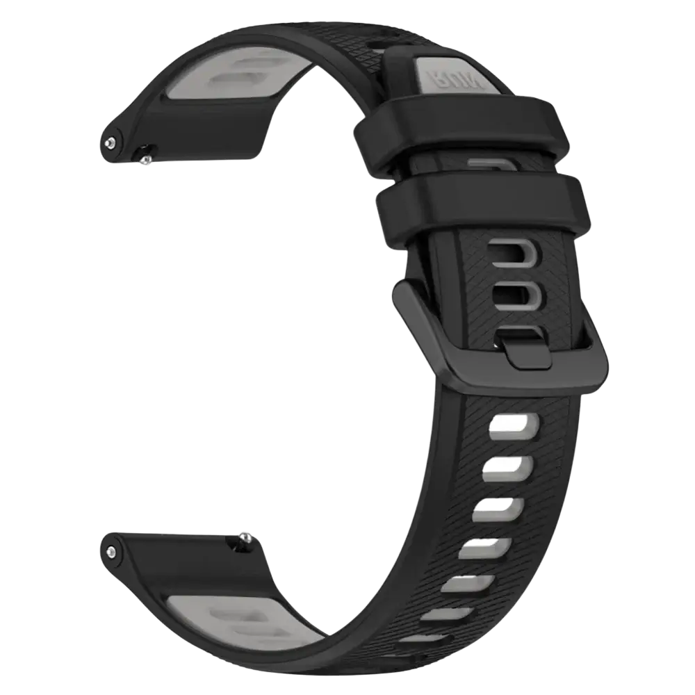 Black silicone sport watch straps with matte finish gray accents and durable buckle for Ticwatch Pro Ultra LTE 22mm
