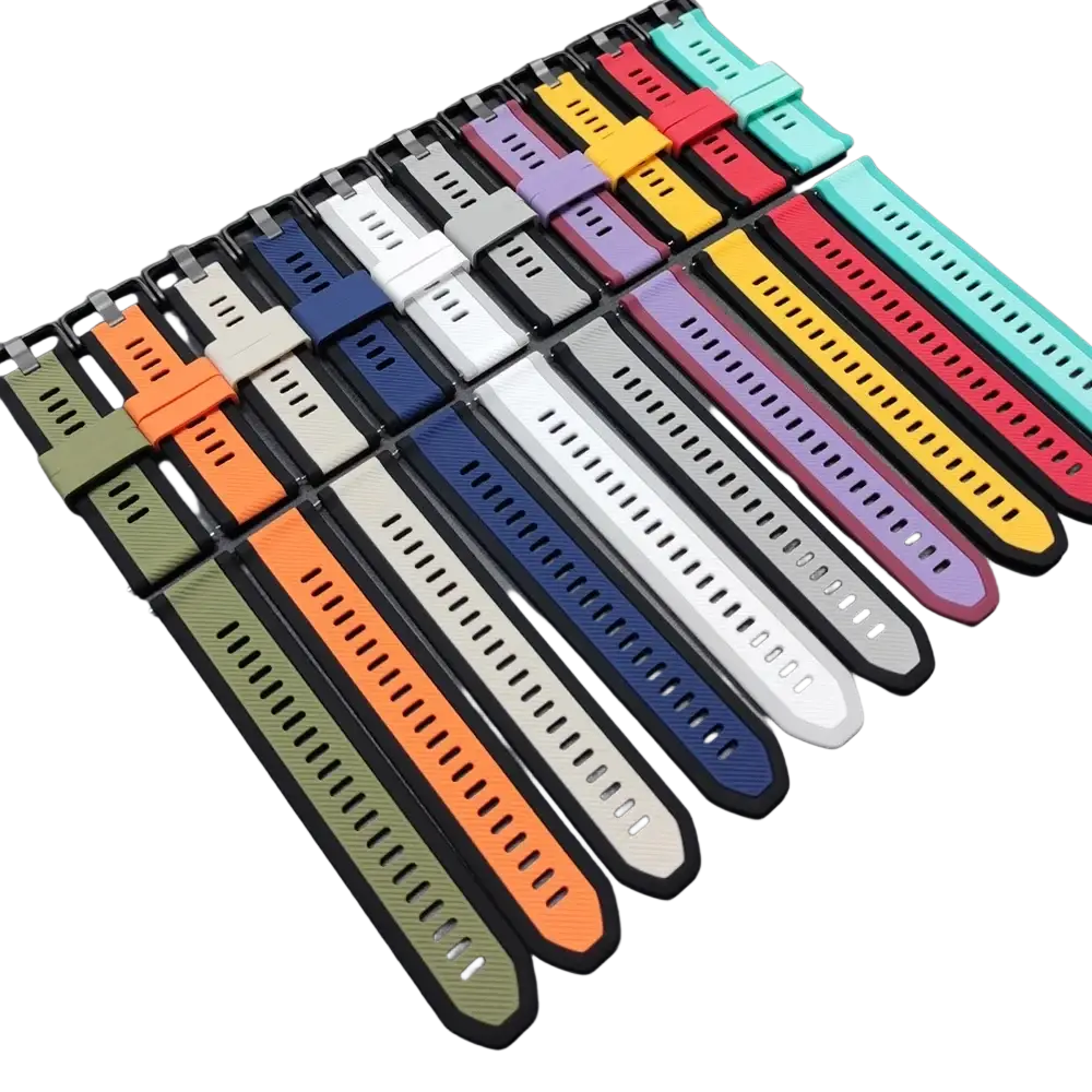 A collection of colorful silicone sport watch straps 22mm with black edges for Ticwatch Pro Ultra LTE