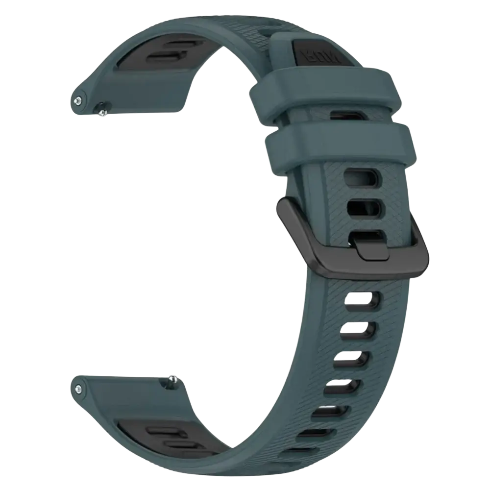 Dark teal silicone sport watch straps with black buckle and textured surface for Ticwatch Pro Ultra LTE 22mm