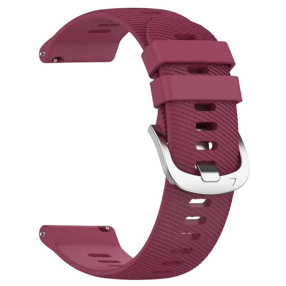 A maroon silicone sport watch strap with silver buckle engraved 7 for Ticwatch Pro Ultra LTE 22mm band
