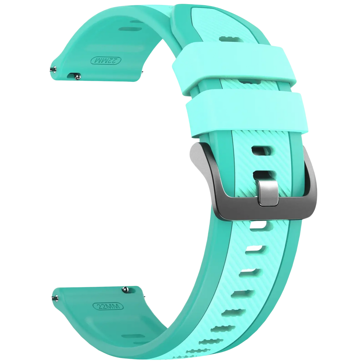 A mint green silicone sport watch strap with silver buckle and textured lining for Ticwatch Pro Ultra Lte 22mm