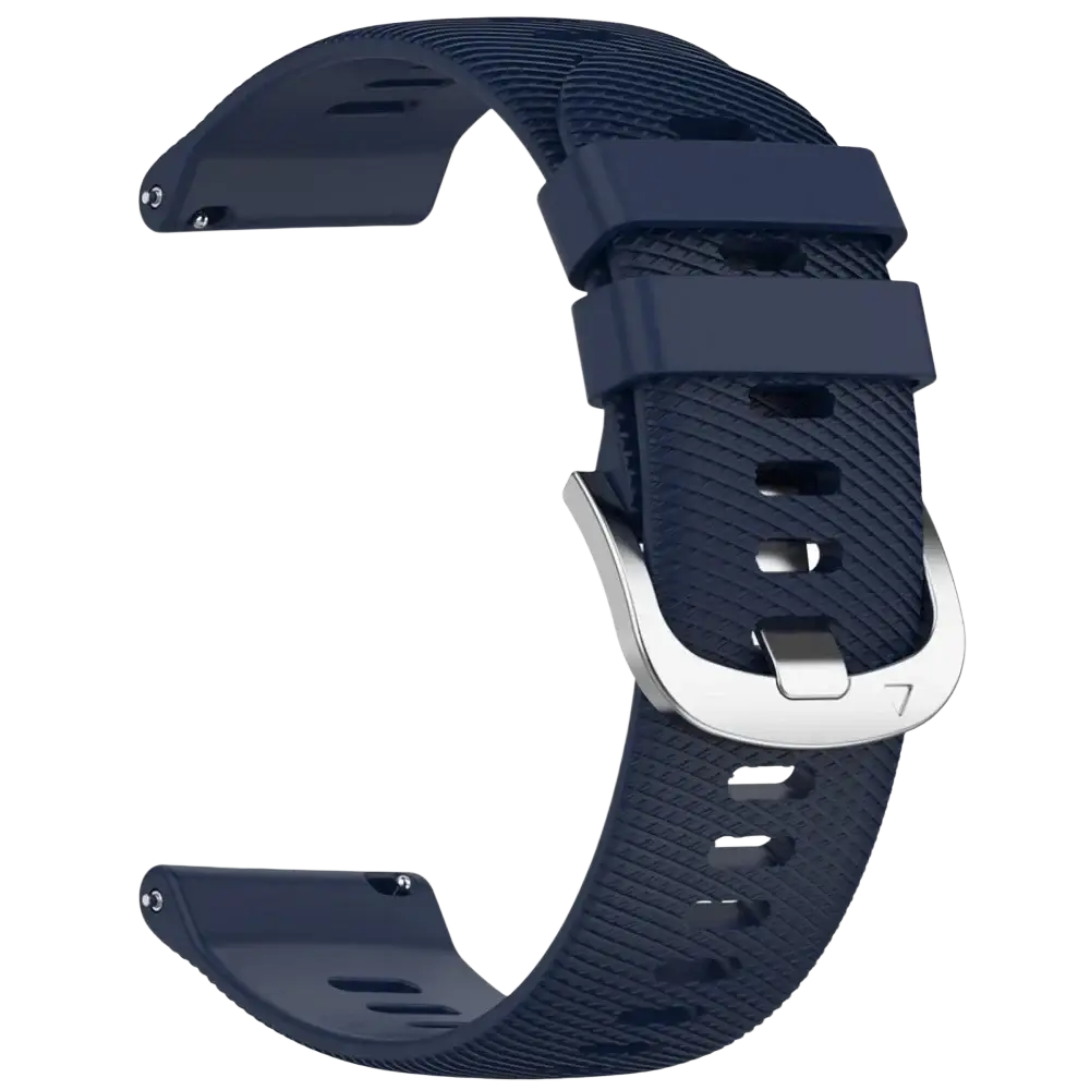 Navy blue textured silicone sport watch strap with silver buckle for Ticwatch Pro Ultra LTE 22mm band