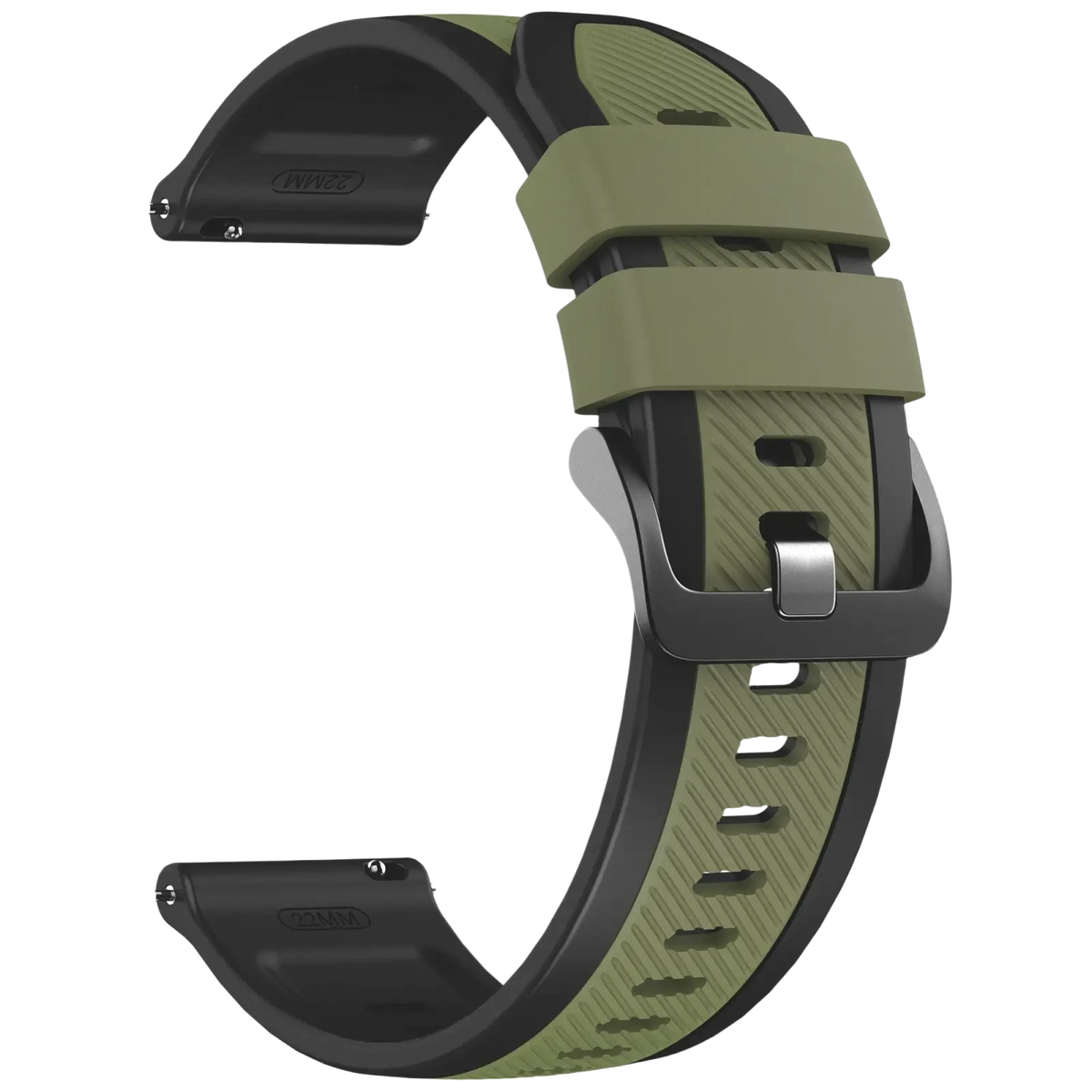 Olive green and black silicone sport watch straps with metallic buckle for ticwatch pro ultra lte 22mm