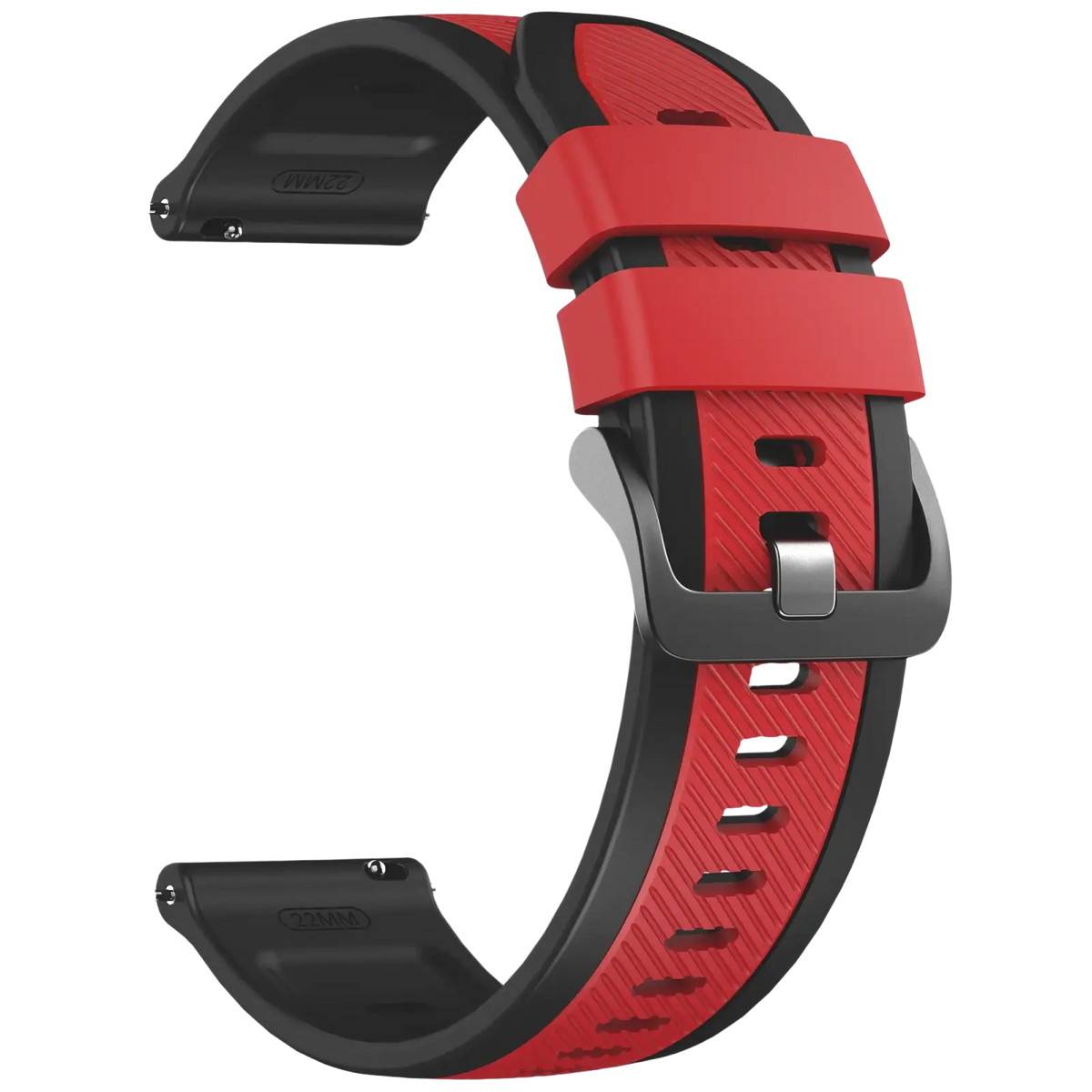 Red and black silicone sport watch straps with silver buckle for Ticwatch Pro Ultra Lte 22mm band replacement