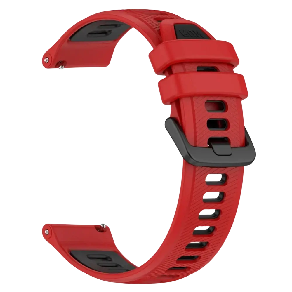 Red silicone sport watch straps with black buckle and textured surface for Ticwatch Pro Ultra LTE 22mm models