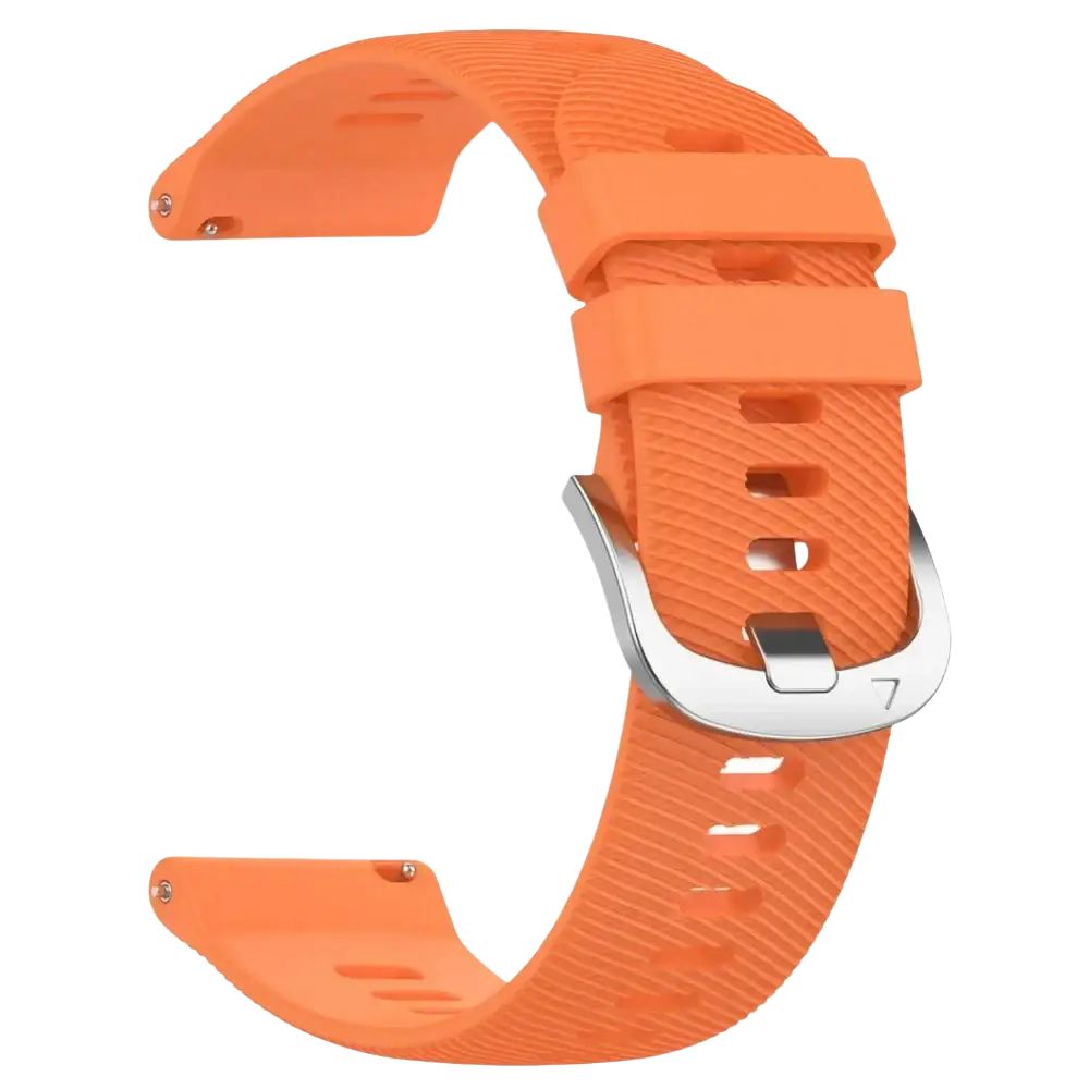 Vibrant orange silicone sport watch straps with sleek silver-toned buckle for ticwatch pro ultra lte 22mm