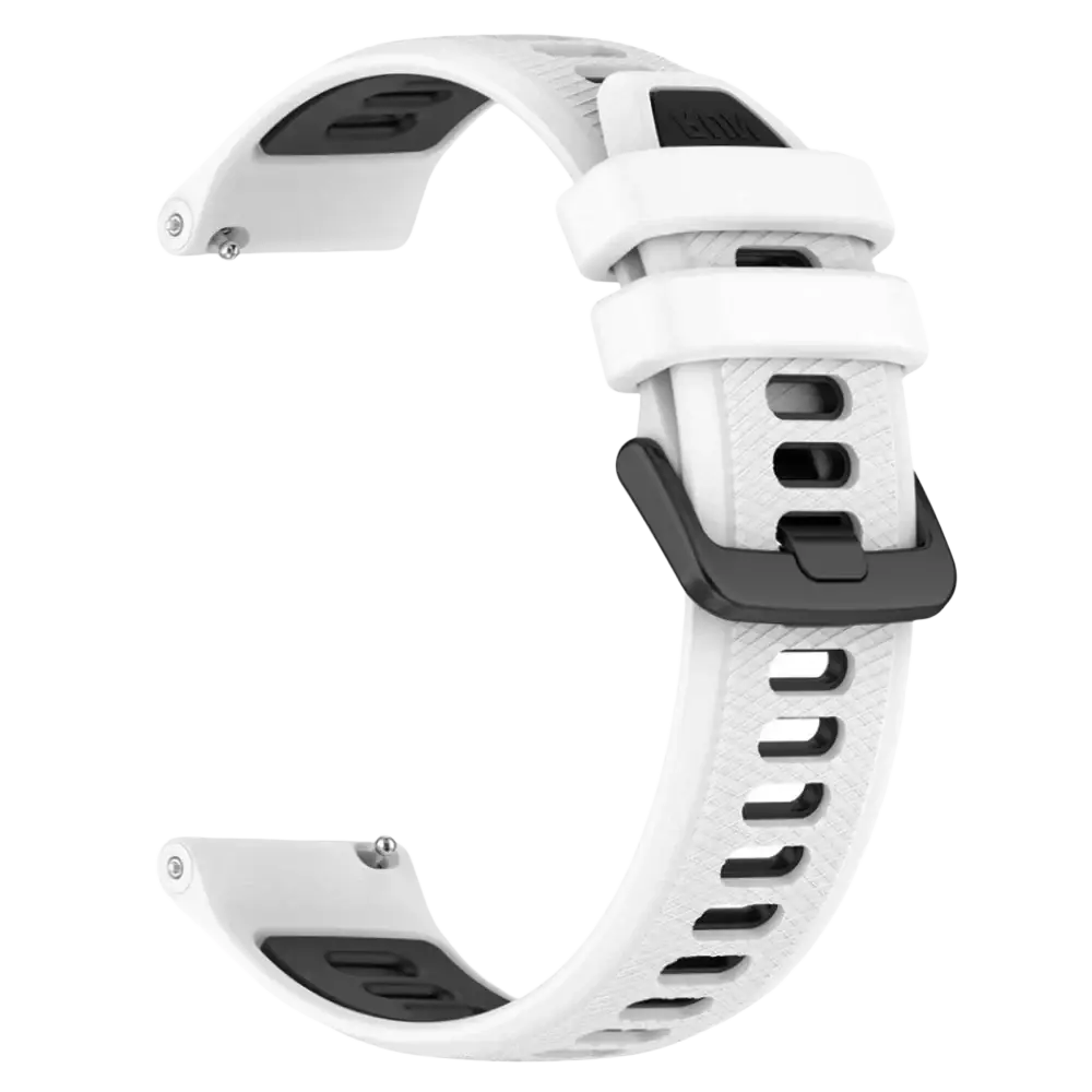 White and black silicone sport watch straps with ventilation holes for 22mm ticwatch pro ultra lte models
