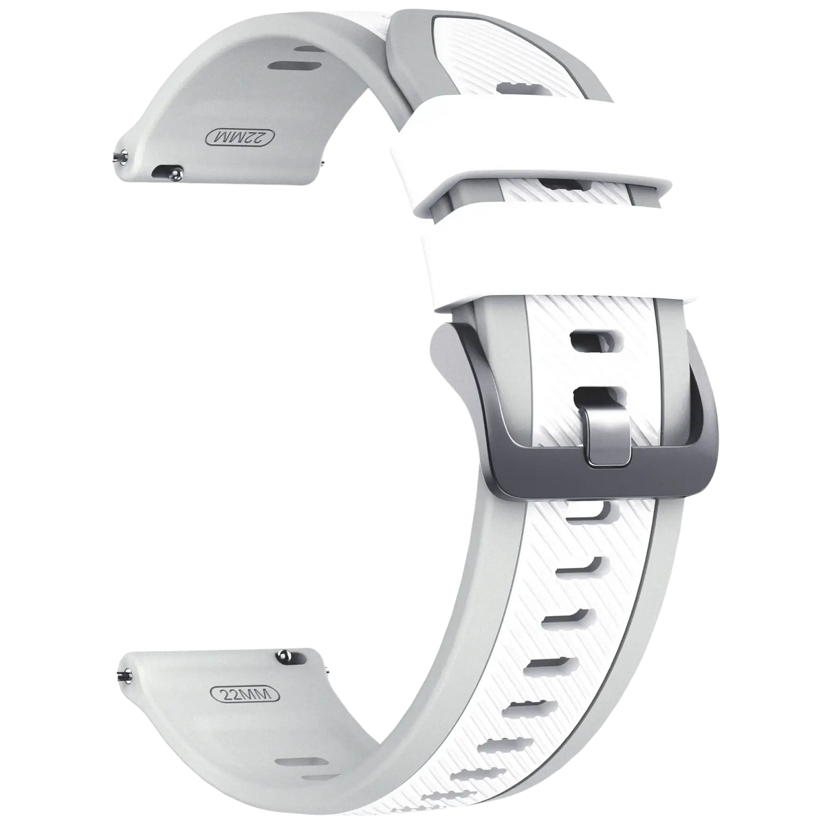 White and gray silicone sport watch straps with carbon fiber pattern inner surface and metallic buckle for Ticwatch Pro Ultra LTE