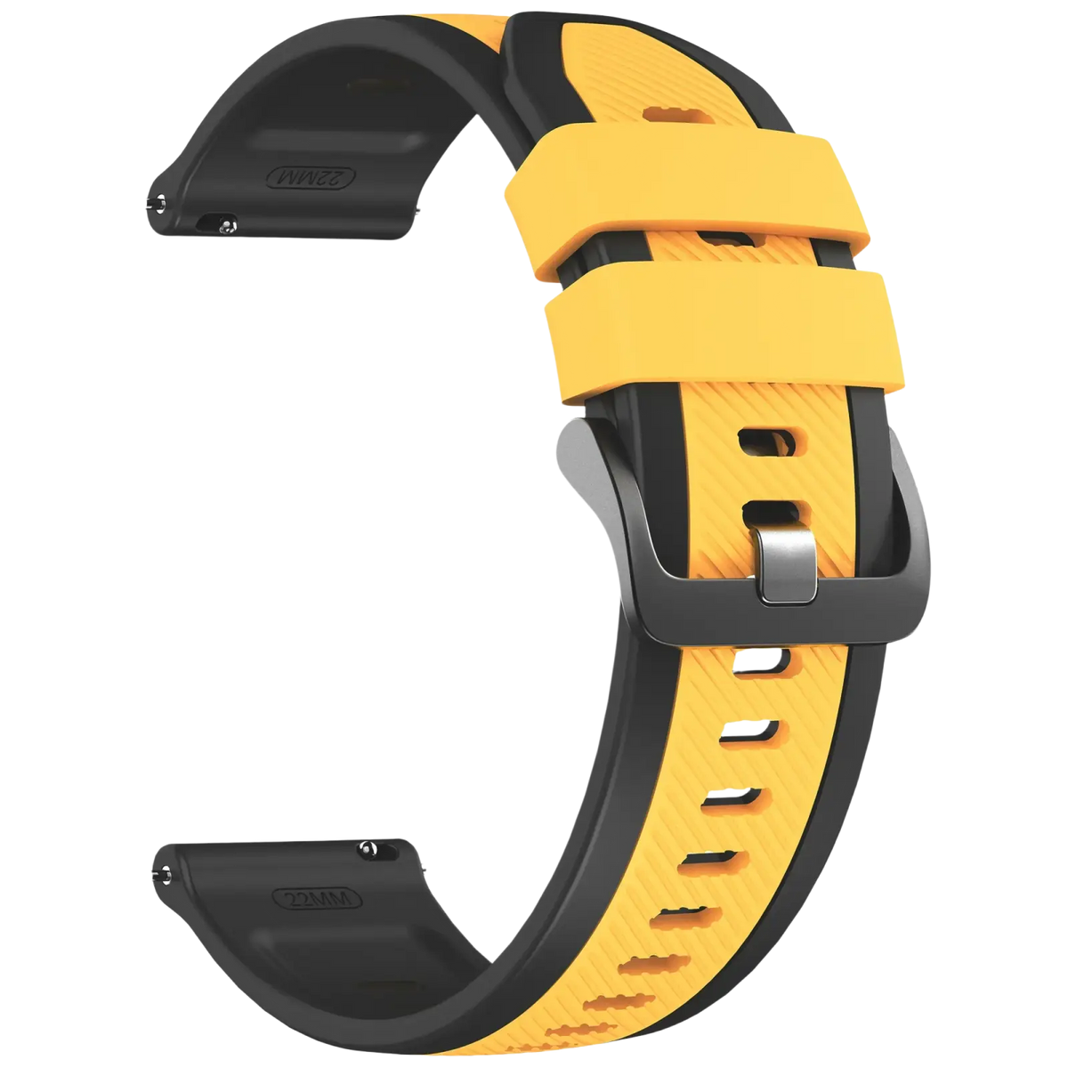 Yellow and black silicone sport watch straps with textured pattern for ticwatch pro ultra lte 22mm band